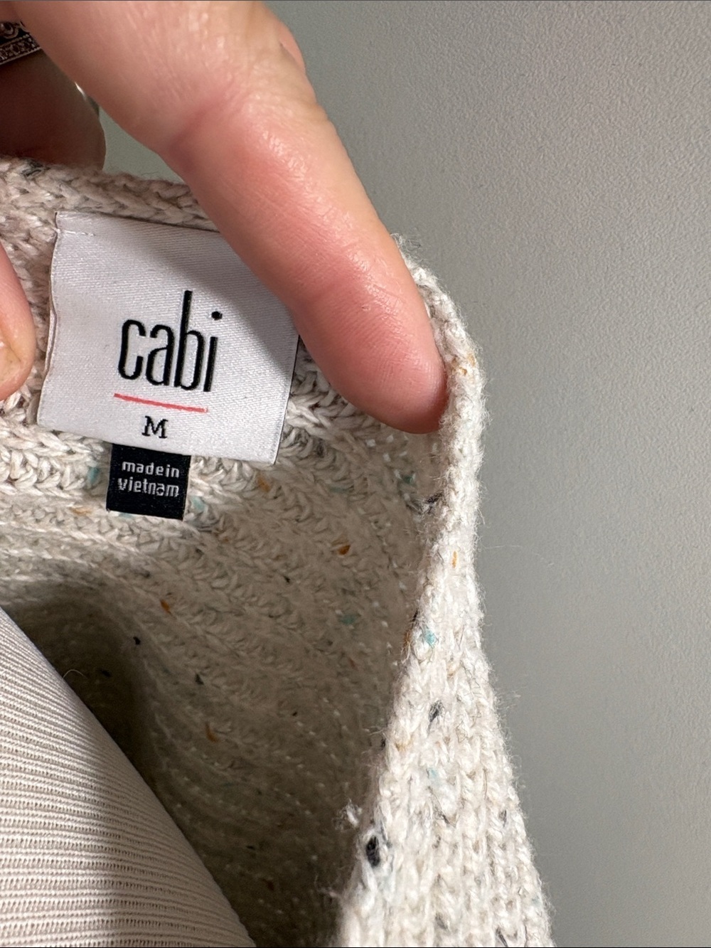 CAbi Speckled Light Gray Crewneck Cotton Sweater M #6451 - Picture 2 of 6